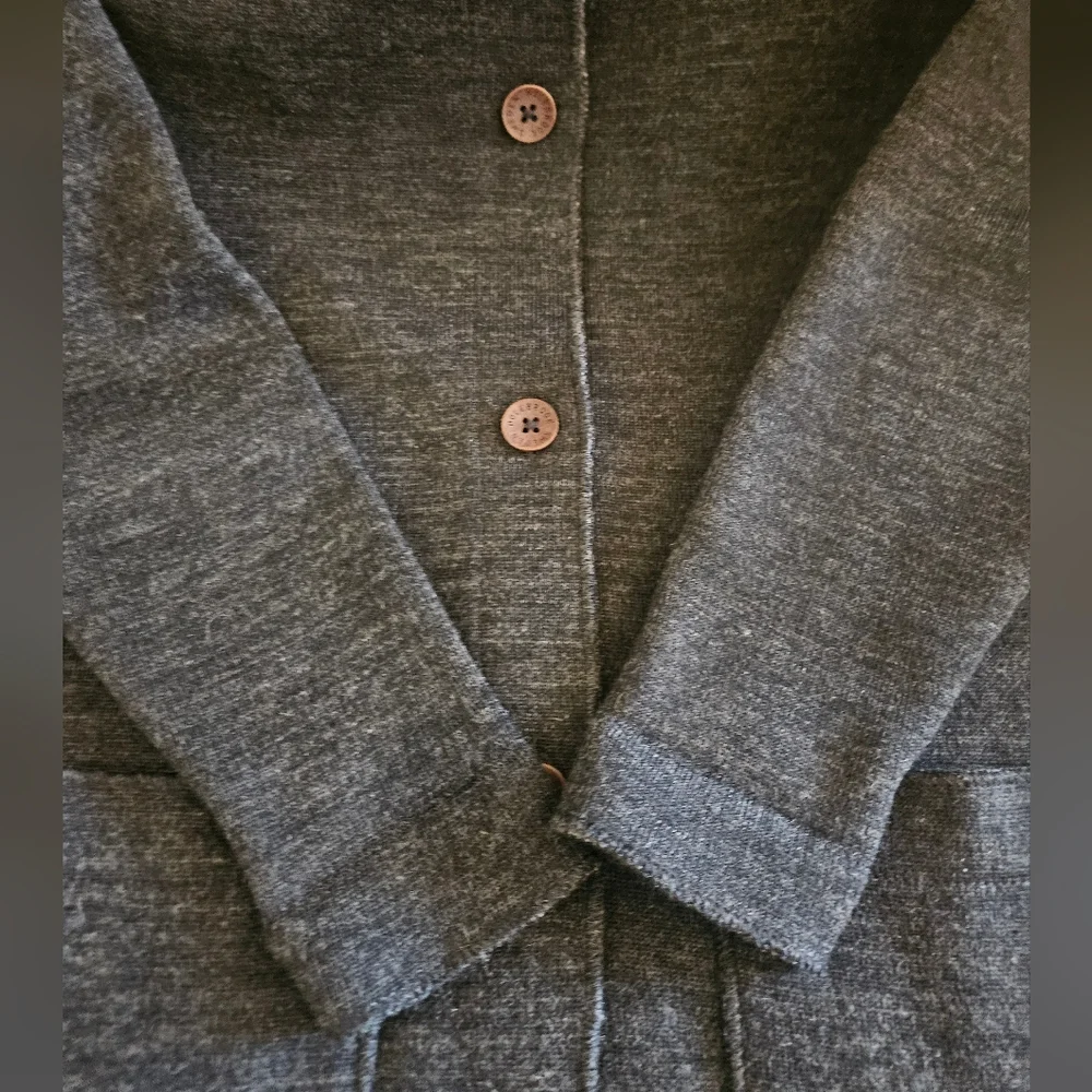 Holebrook Sweden Women's Gray 100% Wool Long Line Button-down Cardigan Size S